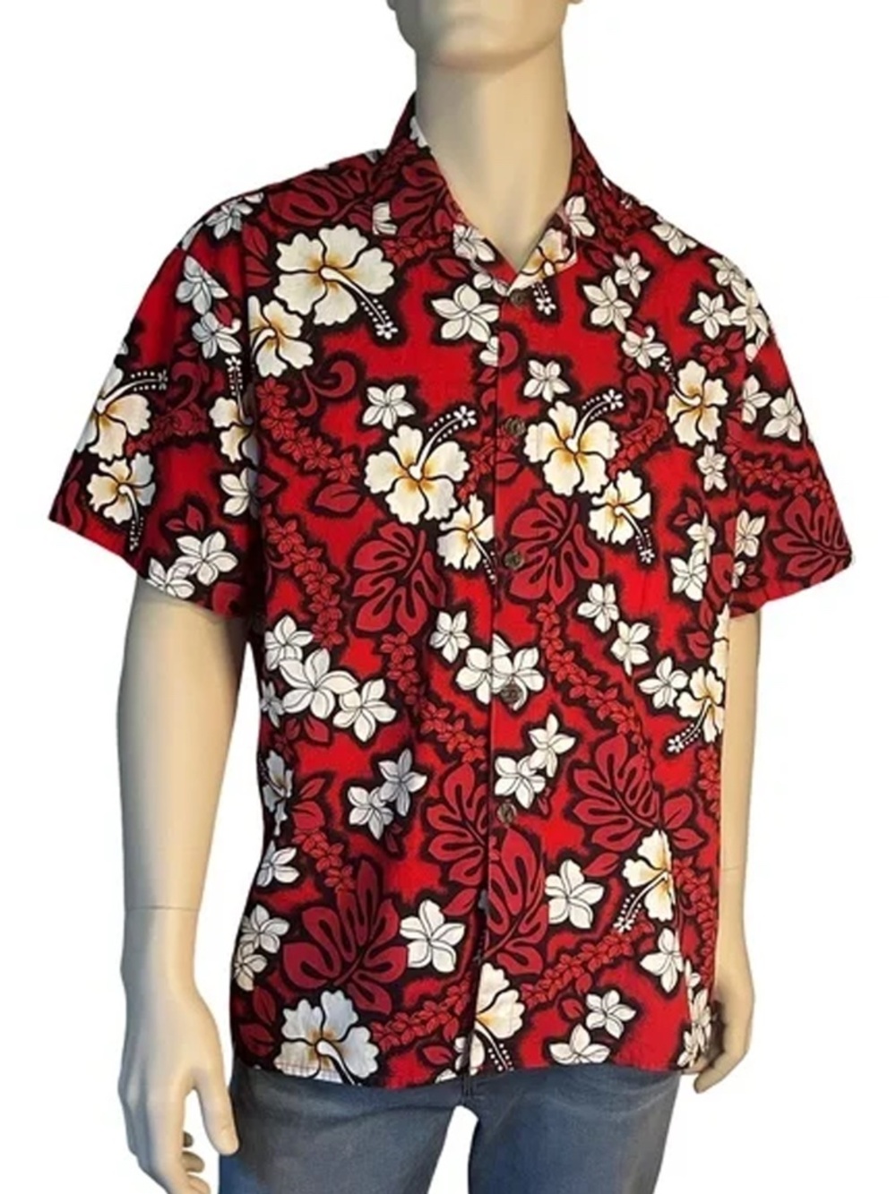 Hilo Hattie Vtg Hawaiian Tiki Shirt Full Button Front handsome colour mix NWOT